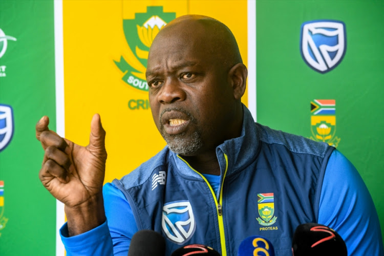 SA coach Ottis Gibson ddresses the media during the Proteas' press conference at Cricket South Africa headquarters in Melrose, Johannesburg, on September 26, 2018.