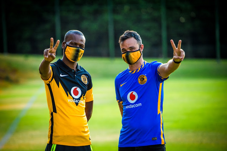 Kaizer Chiefs assistant coaches Arthur Zwane and Dillon Sheppard also paraded the new jerseys.