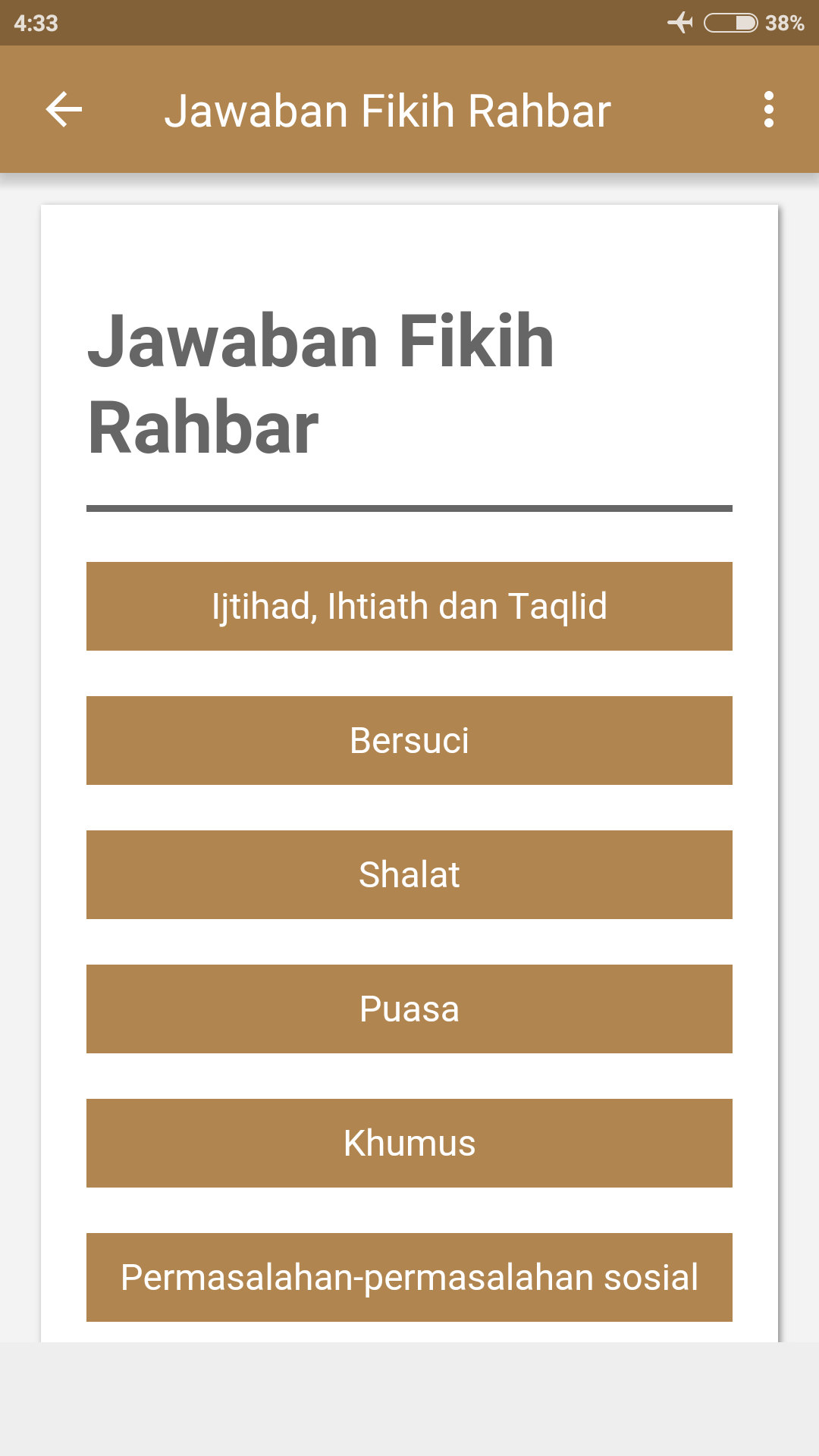 Android application Jawaban Fikih Rahbar screenshort