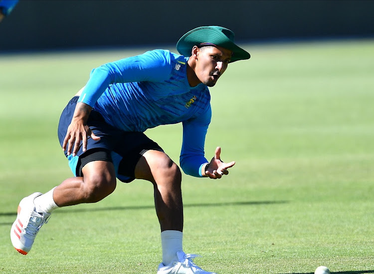 Beuran Hendricks of South Africa during the South African national cricket team training session at Eurolux Boland Park on December 03, 2020 in Paarl, South Africa.