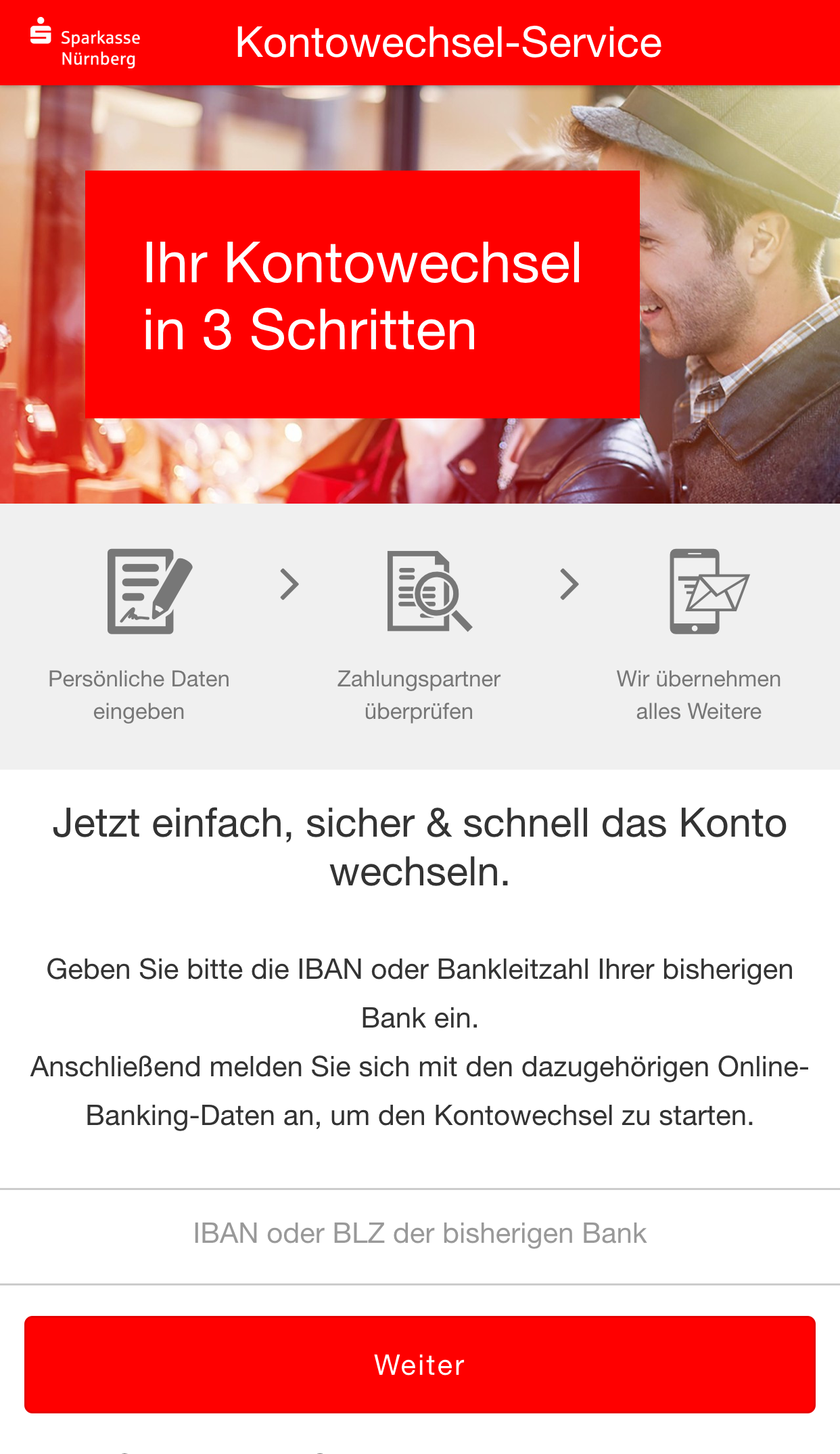 Android application Kontowechsel SparkasseNürnberg screenshort