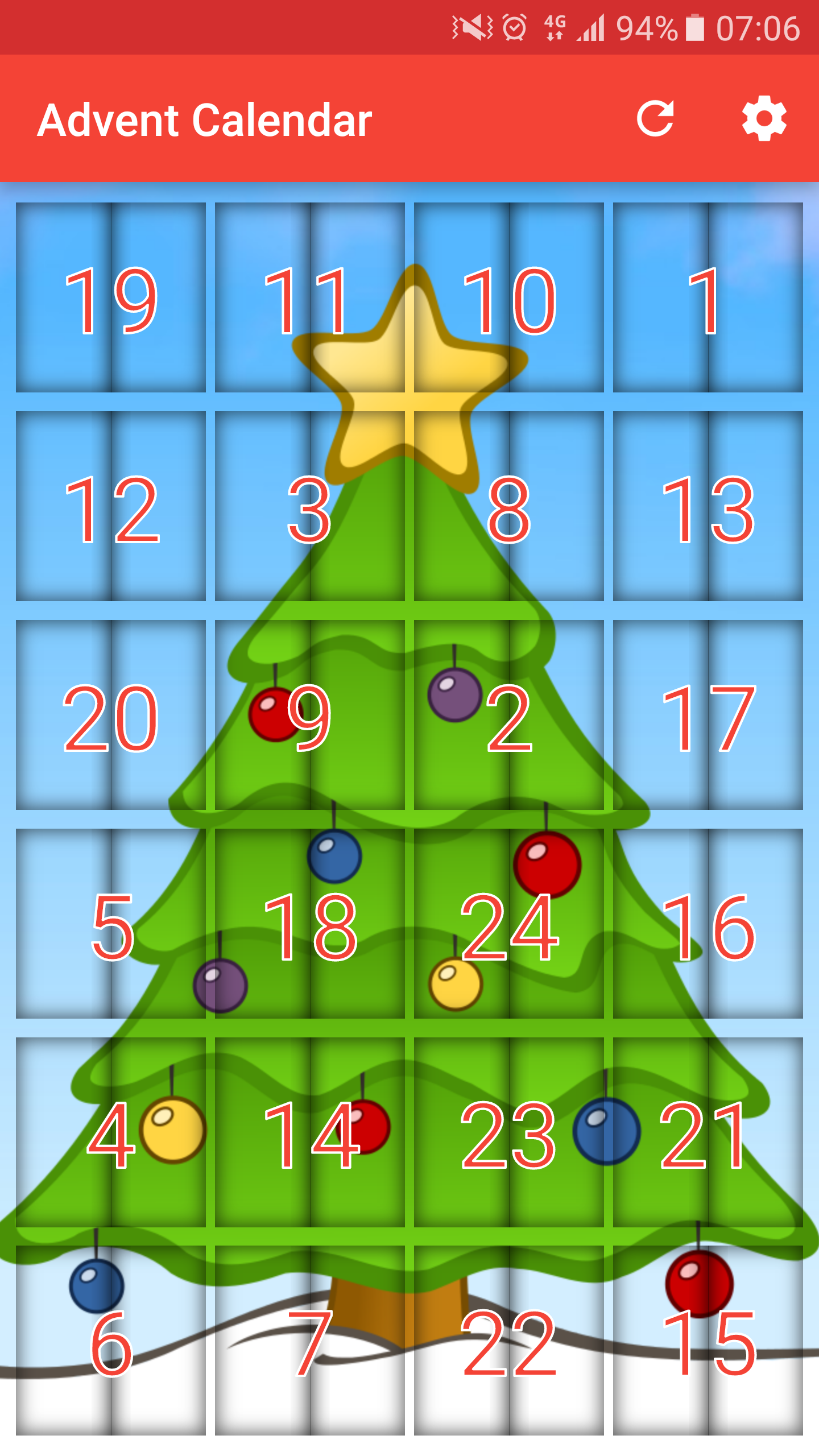 Android application Christmas Advent Calendar screenshort