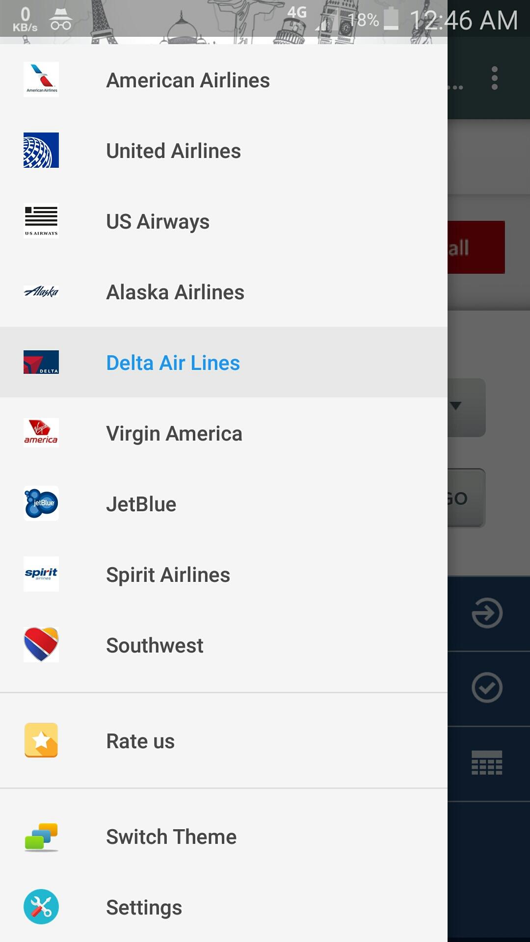 Android application US Flight Search screenshort