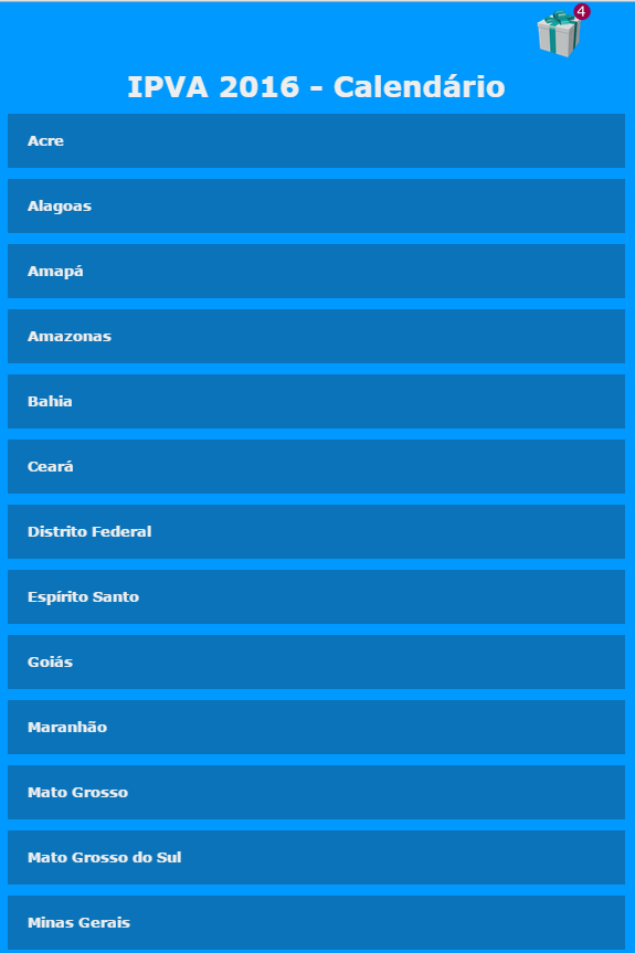 Android application IPVA 2016 - Todos os Estados screenshort