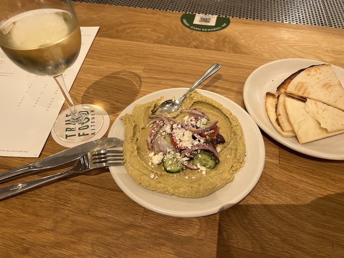Hummus with GF pita bread
