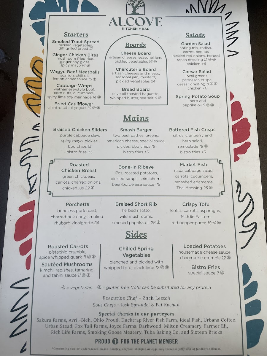 Alcove by MadTree Brewing gluten-free menu