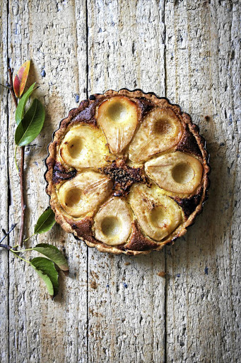 Chocolate pear tart.