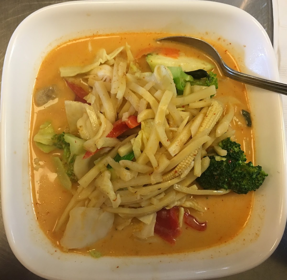 Vegetarian Red Curry with white rice (not shown).