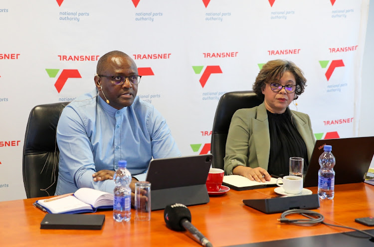 Transnet board chair Andile Sangqu and newly appointed group CEO Michelle Phillips.