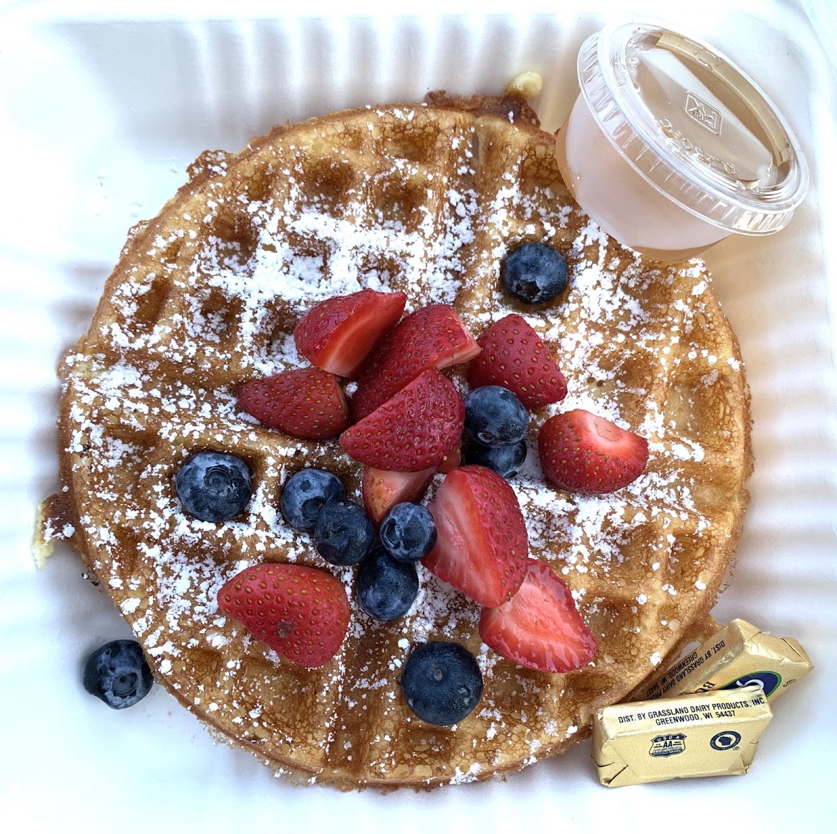 Gluten Free Waffle & Berries. Next I would request cream!