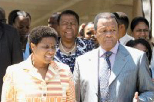 HIGH PROFILE: Minister Jeff Radebe representing the Department of Health with Deputy President Pumzile Mlambo Ngcuka followed by Naledi Pandor, the minister of Education at the National Consultation Conference on the draft HIV and Aids and STD Strategic Plan for South Africa 2007-2011 held in Ekurhuleni. Pic. Mbuzeni Zulu. 14/03/2007. © Sowetan.