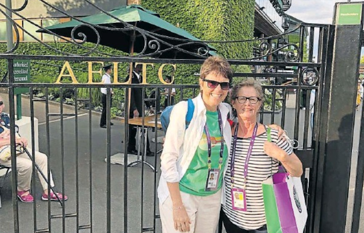 Former doubles partners Ilana Kloss, left, and Linky Mortlock (formerly Boshoff) met up again at Wimbledon in July. Kloss is one of the few players Mortlock has kept in touch with since her days on the international tennis tour