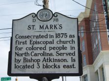 Consecrated in 1875 as first Episcopal church for colored people in North Carolina. Served by Bishop Atkinson. Is located 3 blocks east.Plaque via North Carolina Highway Historical Marker Program,...
