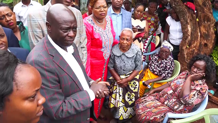 Deputy President Rigathi Gachagua at Grace Wahu's home in Murang'a on March 24, 2024.