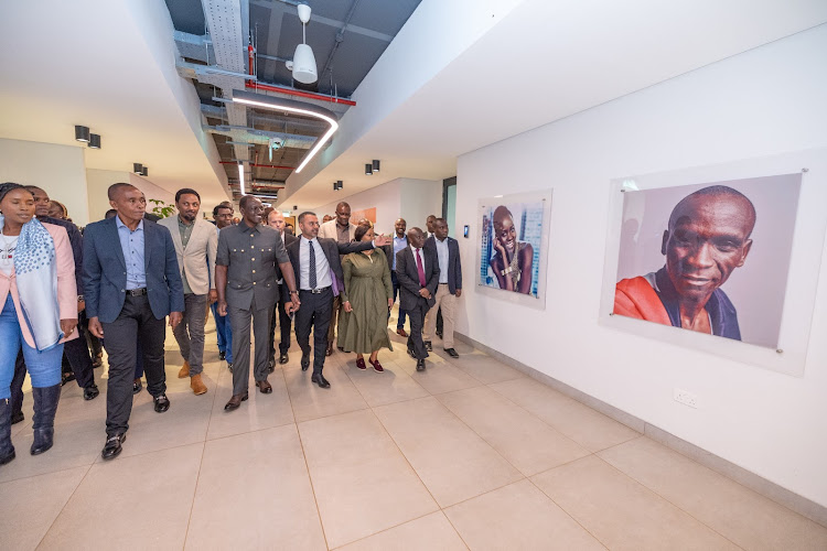 President William Ruto is taken around the Call Centre International (CCI) Global Contact Centre, Tatu City, Kiambu County during its launch on May 10, 2024.