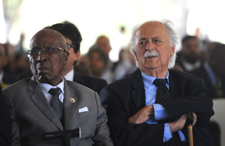 MARCH 29, 2017: Andrew Mlangeni and George Bizos attend the funeral service of, ANC stalwart, Ahmed Mohamed Kathrada on March 29, 2017.
