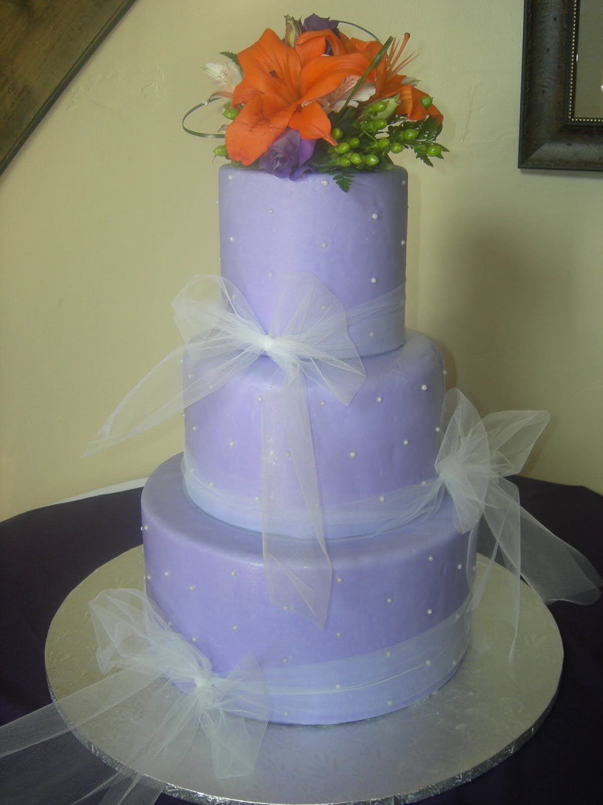 Purple and Silver Wedding Cake