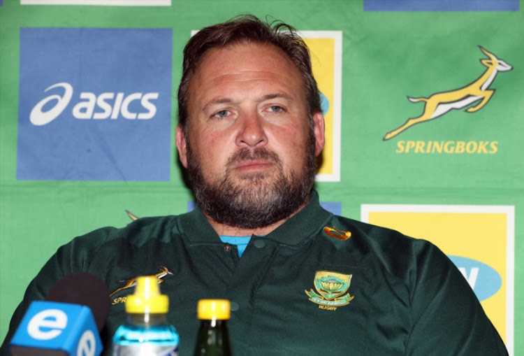 Matt Proudfoot (Forward Coach) of South Africa during the South African national rugby team media conference at Garden Court Umhlanga on August 14, 2018 in Durban, South Africa.