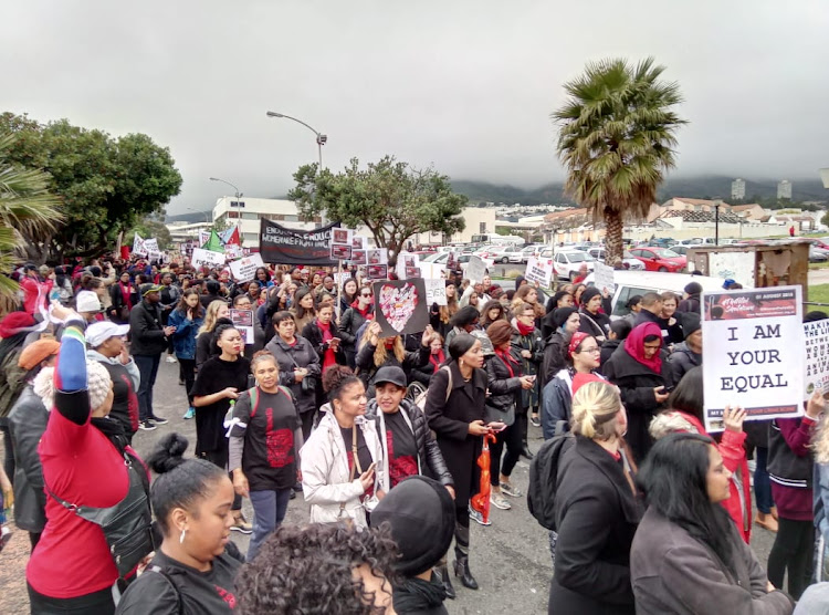 #TotalShutdown marchers gather at the Cape University of Technology in Cape Town on August 1, 2018 as they prepare to march to Parliament.