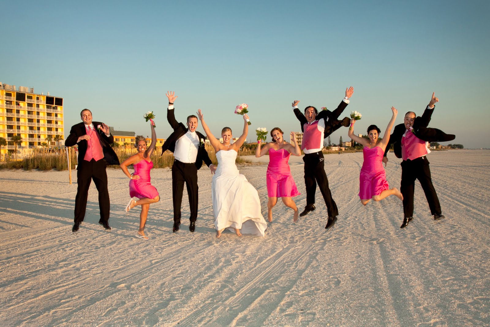 with their bridal party.