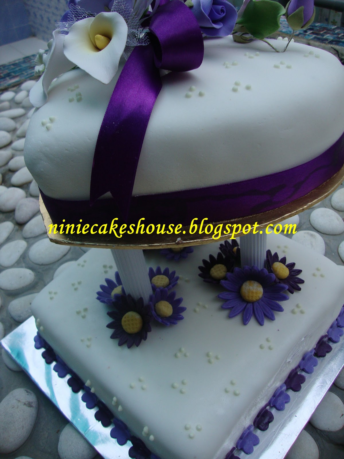 2 tier Wedding Cakes - Purple