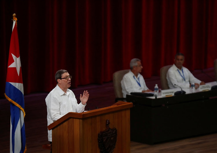 Cuban foreign minister Bruno Rodríguez speaks during the opening of the IV Conference on Nation and Emigration, at the Convention Palace, in Havana, Cuba, on November 18 2023. Picture: YANDER ZAMORA/REUTERS