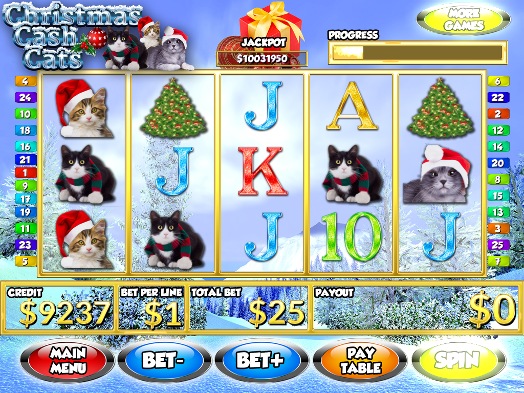 Android application Christmas Cash Cats Slots PAID screenshort