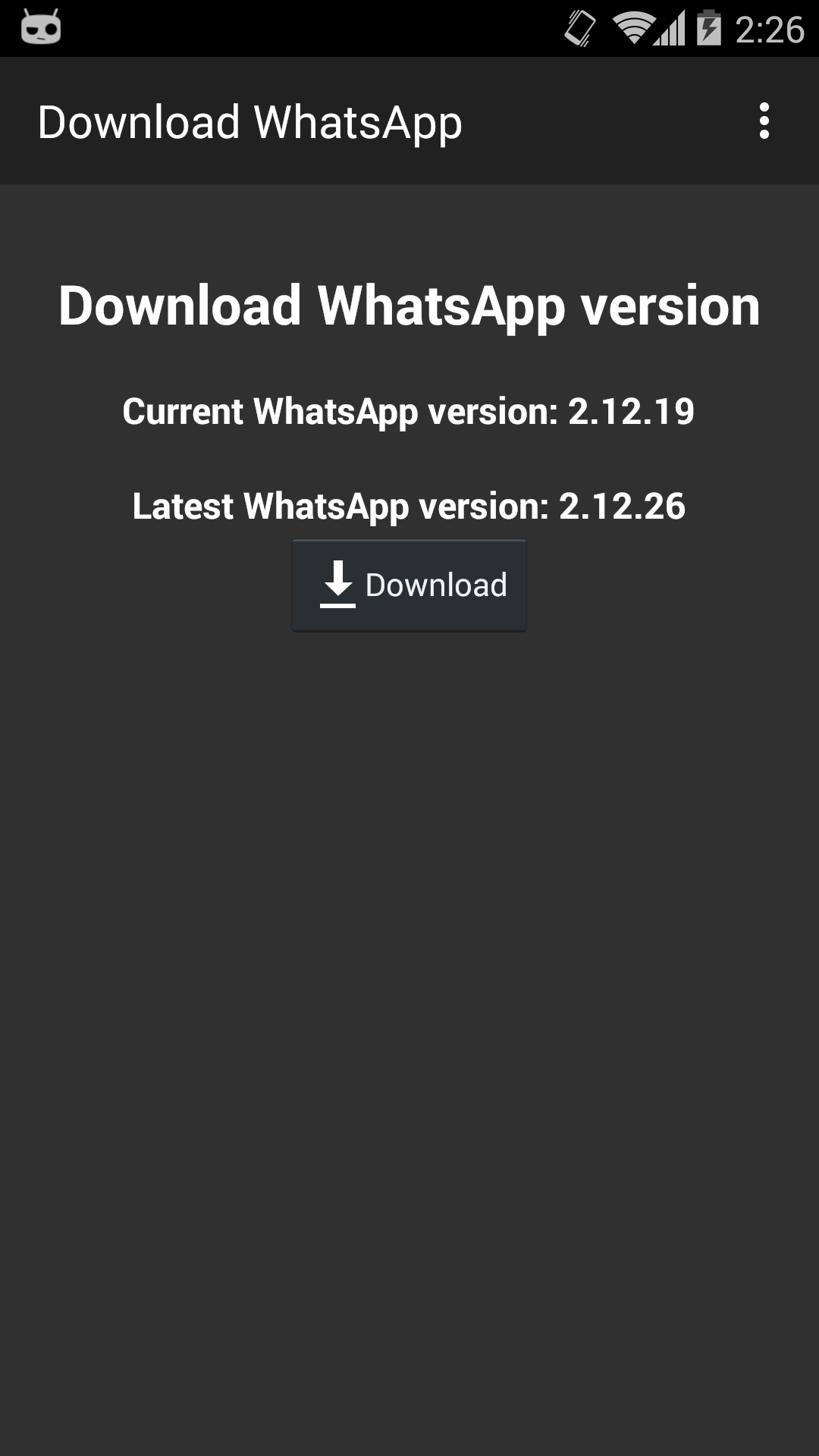 Android application WhatsUpdate screenshort