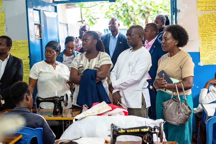 Ugandan Parliament's Gender, Labour and Social Development Committee chairperson Hon. Rwabushaija Margaret Namubiru (right) led the MP delegation to SHOFCO on Tuesday, April 23, 2024.