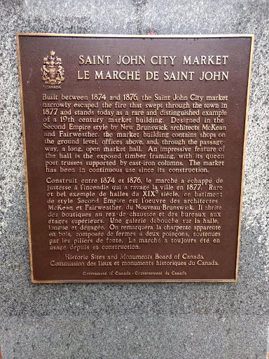 SAINT JOHN CITY MARKET LE MARCHÉ DE SAINT JOHN Built between 1874 and 1876, the Saint John City market narrowly escaped the fire that swept through the town in 1877 and stands today as a rare and...