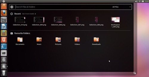 Sceenshot Ubuntu 11.04 dengan fitur lenses