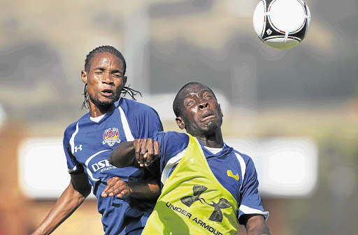 SHUT EYE: Davies Nkausu, left, and John Arwuah at a SuperSport training session Picture: JAMES OATWAY