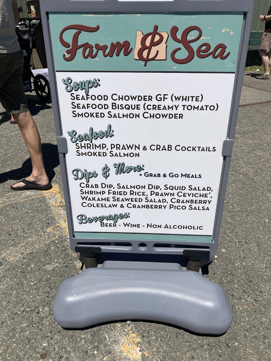 Farm & Sea gluten-free menu