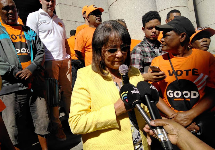 Patricia de Lille outside the Cape Town high court