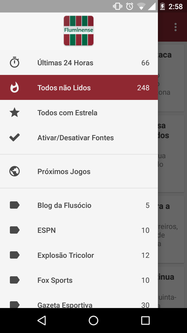 Android application Notícias do Fluminense Fluzão screenshort