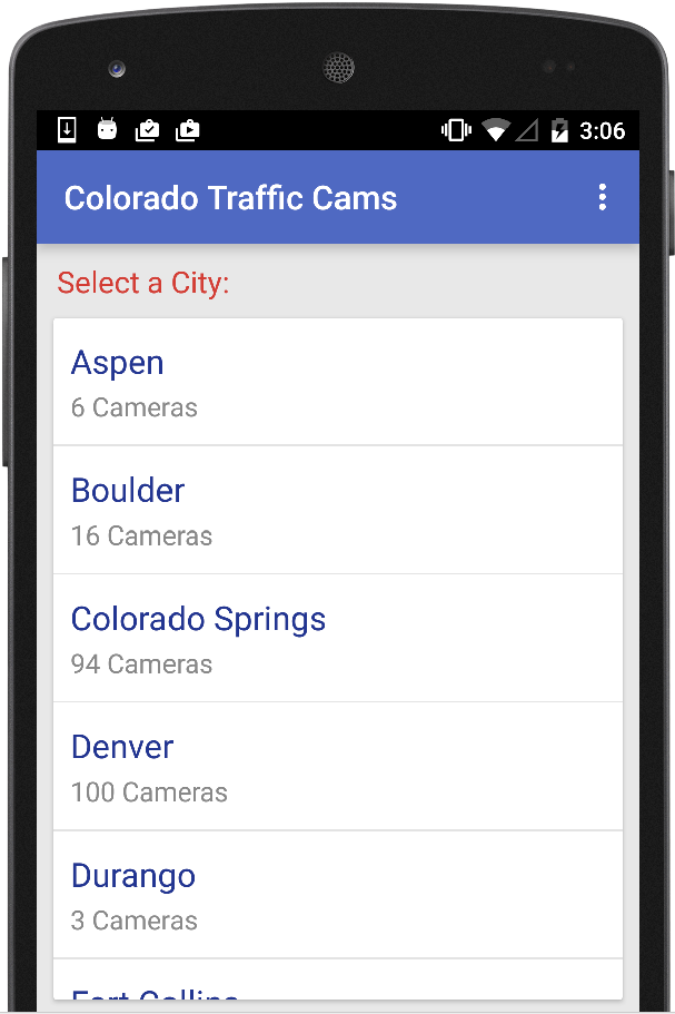 Android application Colorado Traffic Cameras screenshort