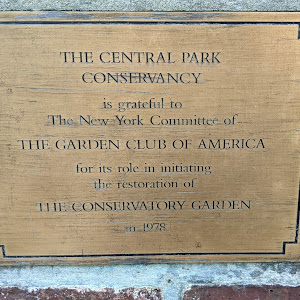 THE CENTRAL PARK CONSERVANCY   is grateful to The New York Committee of THE GARDEN CLUB OF AMERICA   for its role in initiating the restoration of THE CONSERVATORY GARDEN in 1978Submitted by @lampbane