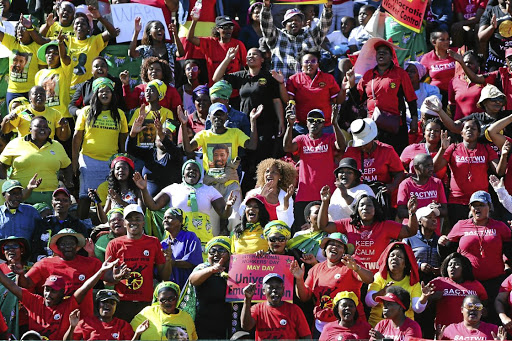 Thousands of people attending the May Day rally in Port Elizabeth yesterday. President Cyril Ramaphosa addressed the crowd.