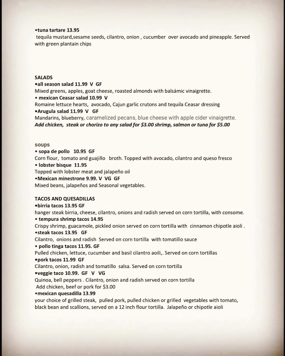 Bravo Tex-Mex Restaurant gluten-free menu