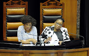 Speaker of the National Assembly Baleka Mbete and the Chairperson of the National Council of Provinces Thandi Modise during the State of the Nation Address on February 11, 2016 at Parliament in Cape Town, South Africa. Zuma delivered his address.