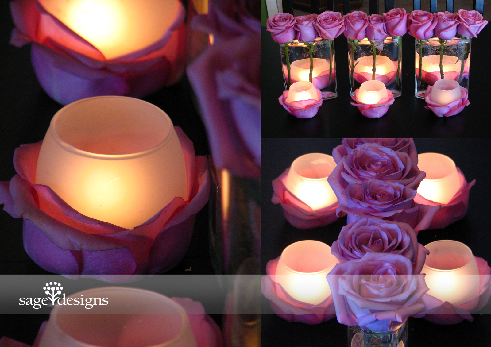 Simple Pink Rose Centerpieces