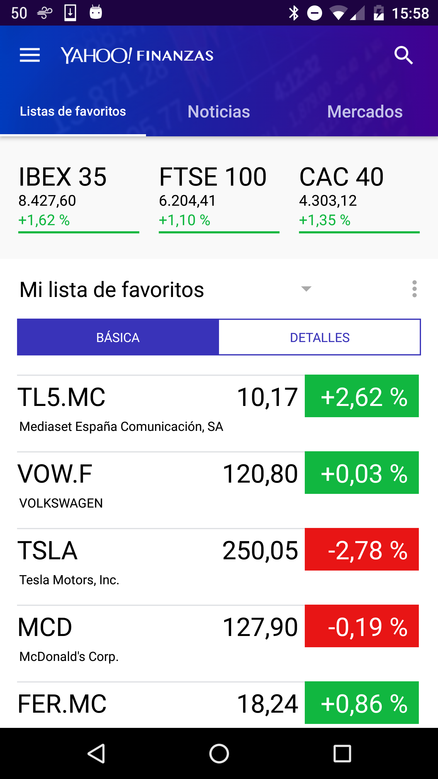 Android application Yahoo Finance screenshort