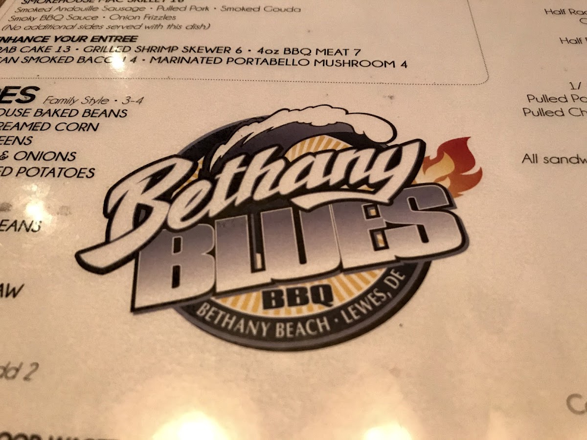 Bethany Blues BBQ Pit gluten-free menu