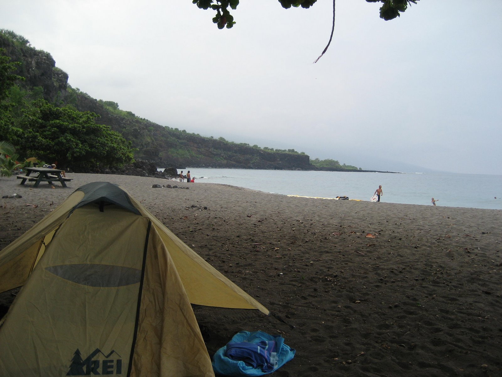 And I mean RIGHT on the beach - this was our tent, and right in the water
