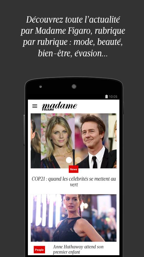 Android application Madame Figaro : magazine et news au féminin screenshort