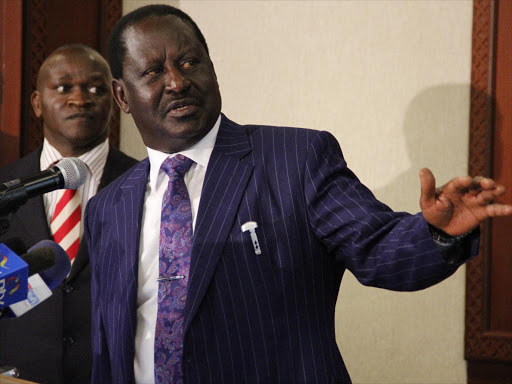 ‘PERSONS OF INTEREST'’: Cord leader Raila Odinga during a press conference on the Eurobond saga at the Serena Hotel, Nairobi, yesterday.Photo/Monicah Mwangi