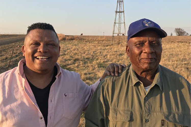 Free State farmer Samson Mahlaba (right) with TV presenter Ivor Price.