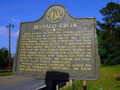 Early on Nov. 1864. the advance guard of the 20th Corps [USA] of Gen. Sherman´s army reached this vicinity and found that the nine bridges over Buffalo Creek and the Tributaries had been burned by...