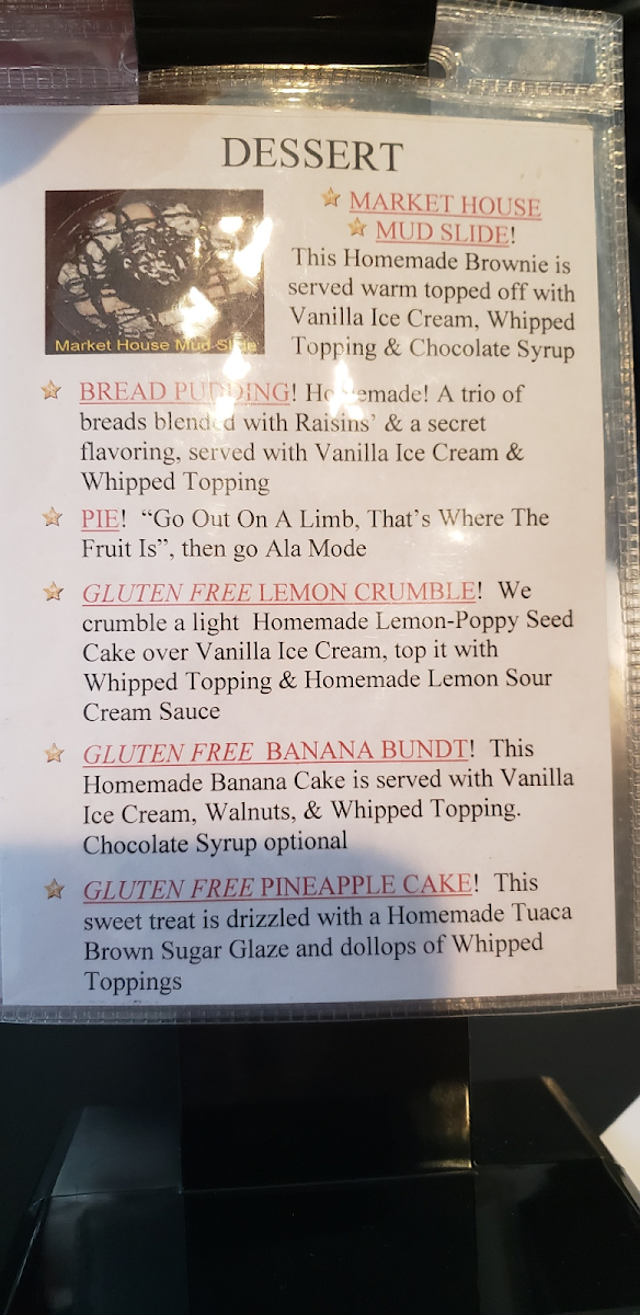 Market House Restaurant H.P. gluten-free menu