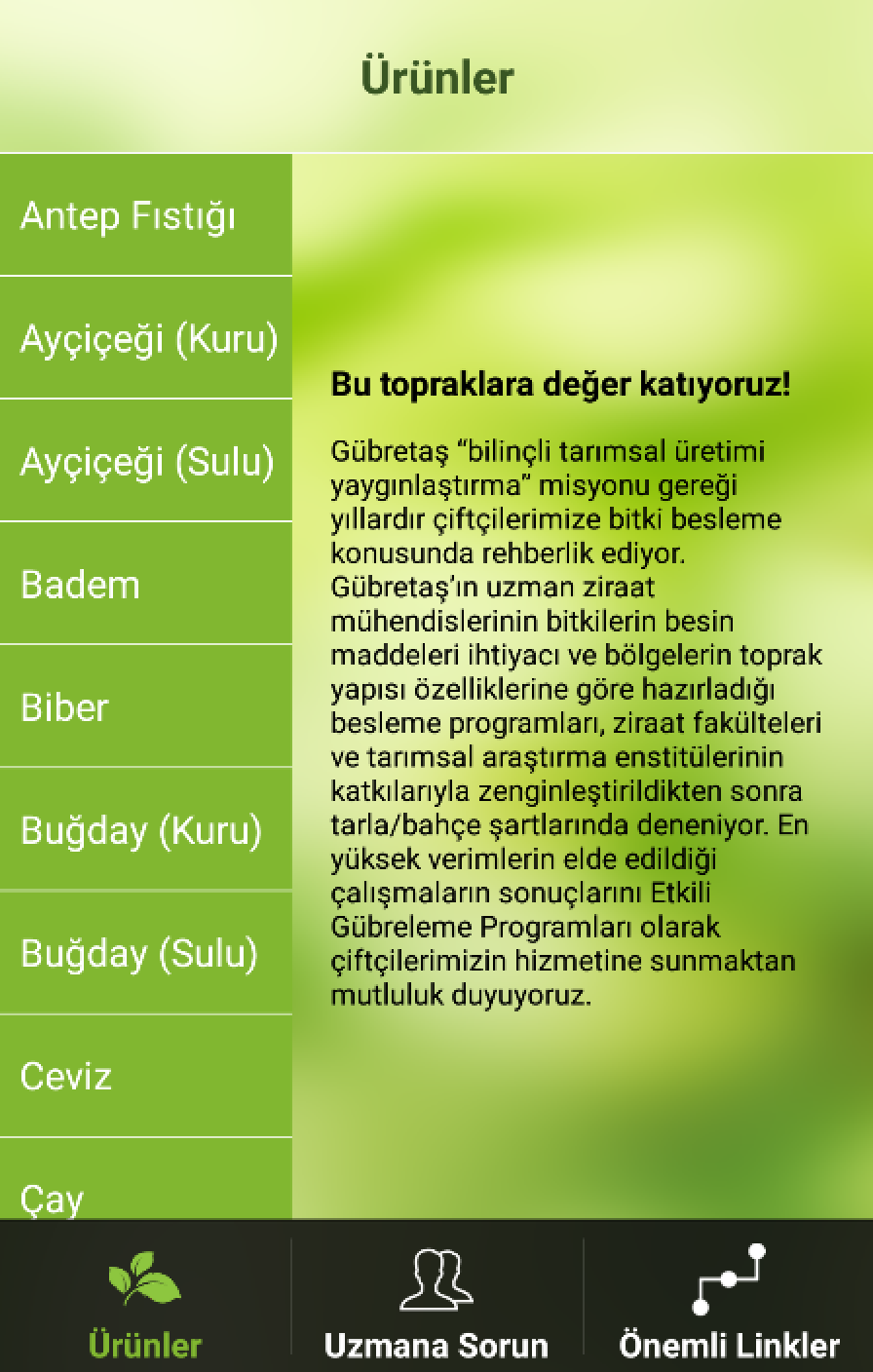 Android application Gübretaş  EGP screenshort